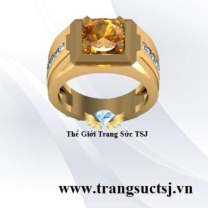 Nhẫn Nam Đá Citrine Vàng Thời Trang