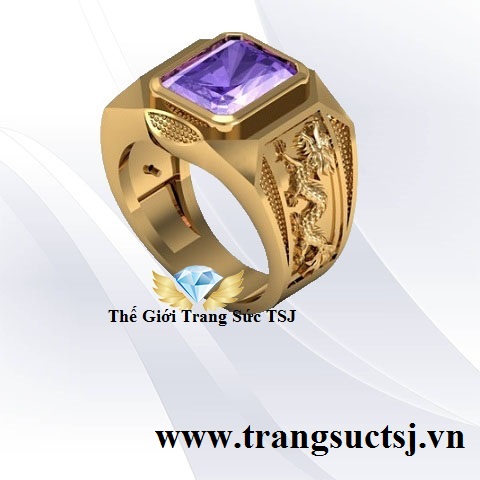 Nhẫn Nam Thời Trang Đá Thạch Anh Tím