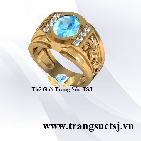 Nhẫn Topaz Xanh Nam Hợp Phong Thủy