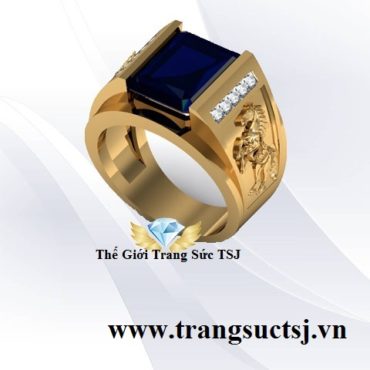 Nhẫn Bính Ngọ Mệnh Thủy Đá Sapphire Xanh Bích