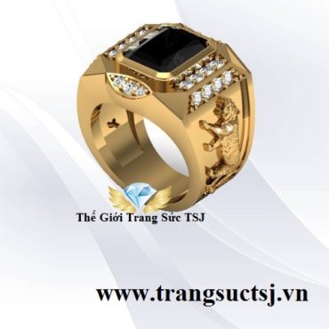 Nhẫn Cọp Đẹp Cho Nam Giới Mặt Đá Sapphire Đen