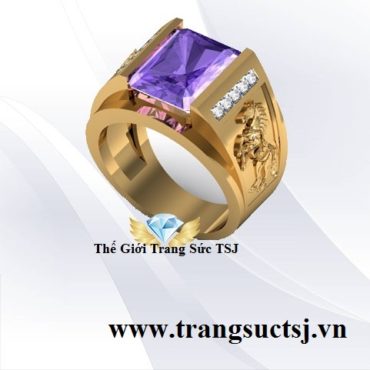 Nhẫn Nam Hình Con Ngựa Đẹp Đá Thạch Anh Tím