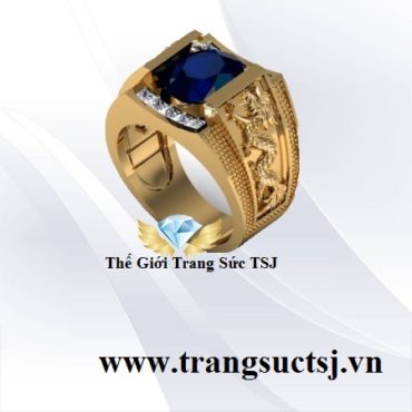 Nhẫn Nam Sapphire Xanh Bích Hình Rồng