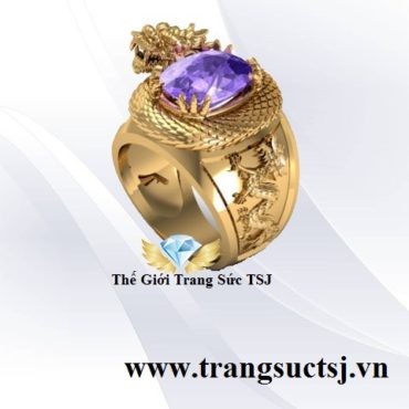 Nhẫn Rồng Nam Hiện Đại Đá Thạch Anh Tím