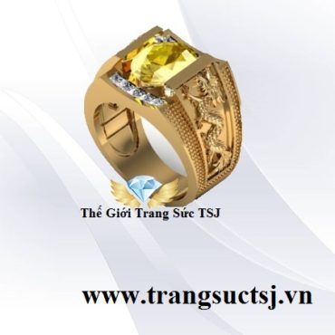 Nhẫn Rồng Nam Sang Trọng Đá Sapphire Vàng