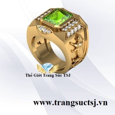 Nhẫn Tuổi Dần Cho Nam Mệnh Hỏa Mặt Đá Peridot