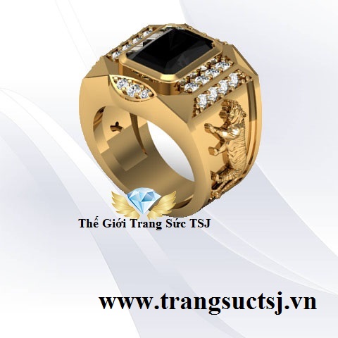 Nhẫn Cọp Đẹp Cho Nam Giới Mặt Đá Sapphire Đen