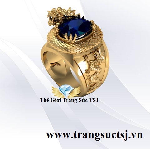 Nhẫn Hình Rồng Thời Trang Đá Sapphire Xanh Bích