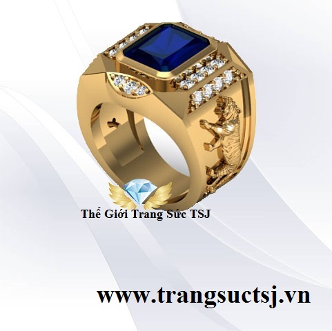 Nhẫn Hợp Mệnh Thủy Đá Sapphire Xanh Bích
