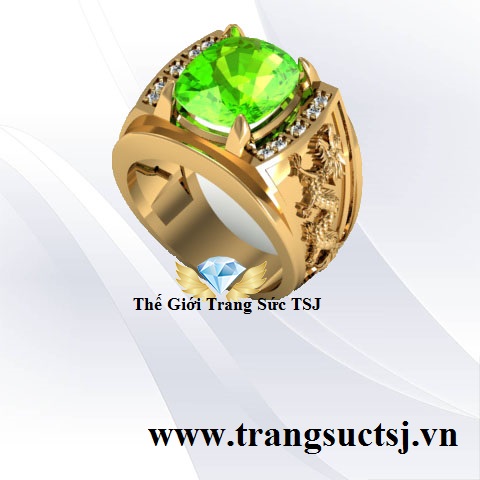 Nhẫn Nam Mặt Đá Peridot Trẻ Trung Trang Sức TSJ