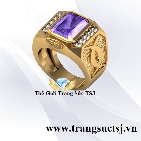 Nhẫn Nam Thạch Anh Tím Thời Trang
