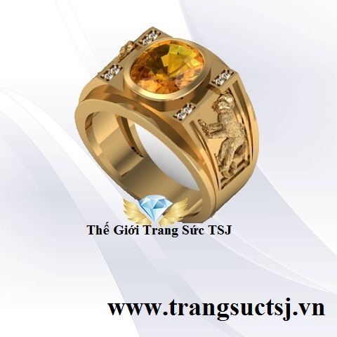Nhẫn Tuổi Nhâm Thân Mệnh Kim Đá Citrine Vàng