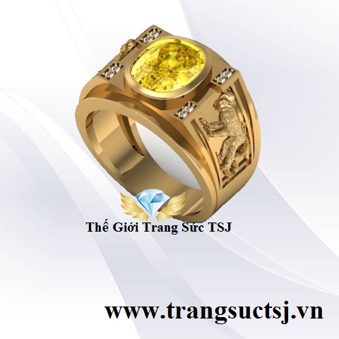 Nhẫn Vàng 18k Nam Đẹp Khắc Hình Khỉ