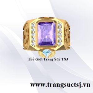 Nhẫn Vàng Nam 18k Đẹp Đá Thạch Anh Tím