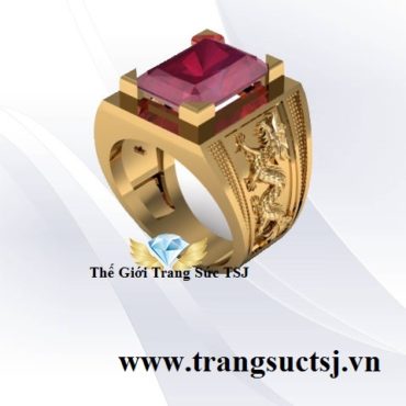 Nhẫn Nam Hình Rồng Đẹp Đá Ruby Đỏ
