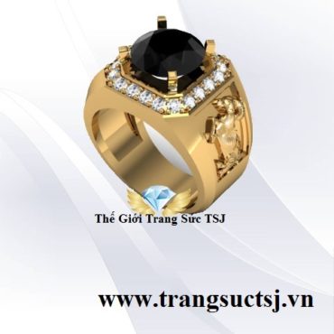 Nhẫn Nam Sapphire Đen Cho Tuổi Mùi 1967 Mệnh Thủy Trang Sức TSJ