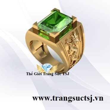 Nhẫn Nam Thời Thượng Đá Sapphire Xanh Lá