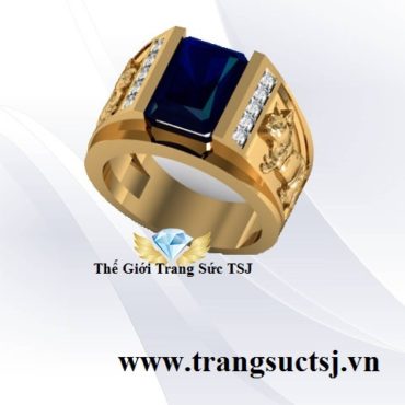 Nhẫn Nam Tuổi Mèo Đá Sapphire Xanh Bích