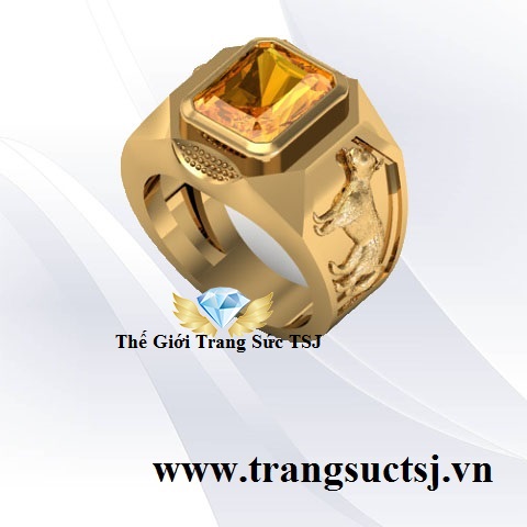 Nhẫn Nam Tuổi Tuất 1970 Mệnh Kim Đá Citrine Vàng