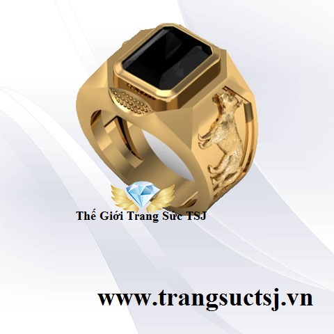 Nhẫn Tuổi Tuất 1982 Mệnh Thủy Đá Sapphire Đen