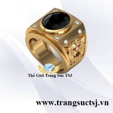 Nhẫn Đầu Cọp Đẹp Đá Sapphire Đen