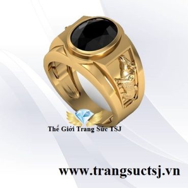 Nhẫn Mệnh Mộc Cho Nam Tuổi Sửu Đính Đá Sapphire Đen