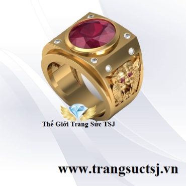 Nhẫn Nam Đầu Cọp Cá Tính Đính Đá Ruby - Trang Sức TSJ