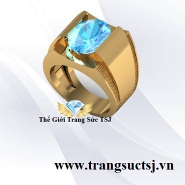 Nhẫn Nam Thanh Lịch Mặt Đá Topaz Xanh