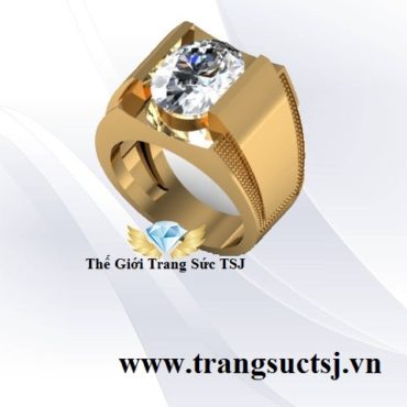 Nhẫn Nam Trơn Thời Trang Đá Topaz Trắng
