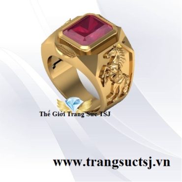 Nhẫn nam tuổi ngọ mặt đá Ruby đỏ hợp phong thủy
