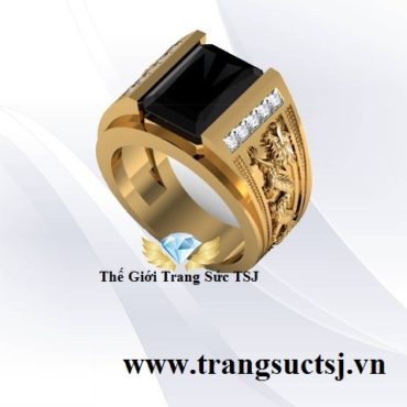 Nhẫn Nam Tuổi Rồng Mệnh Mộc Mặt Đá Sapphire