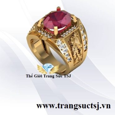 Nhẫn Phong Thủy Rồng Phụng Đá Ruby Đỏ