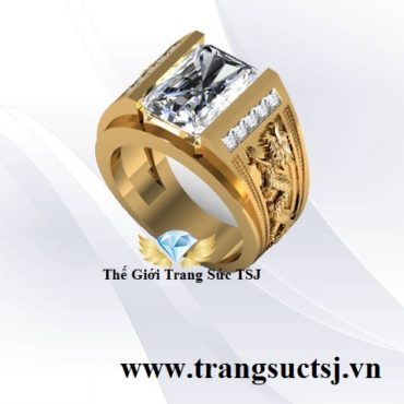 Nhẫn vàng mặt đá Topaz trắng cho nam đẹp