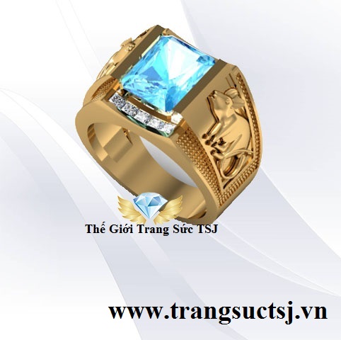 Nhẫn Đá Topaz Xanh Hợp Mệnh Mộc Cho Nam