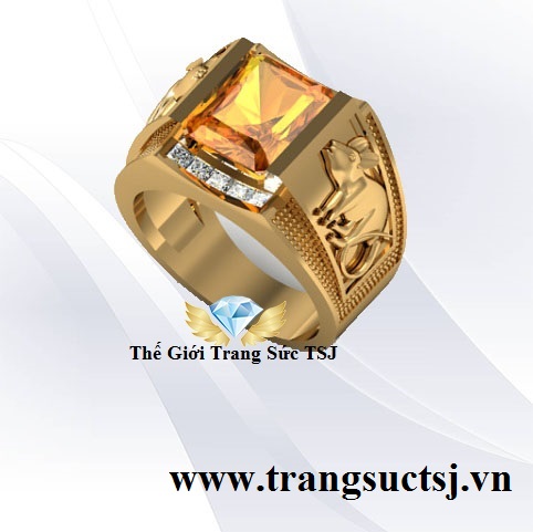 Nhẫn Hợp Mệnh Kim Đẹp Cho Nam Mặt Đá Citrine