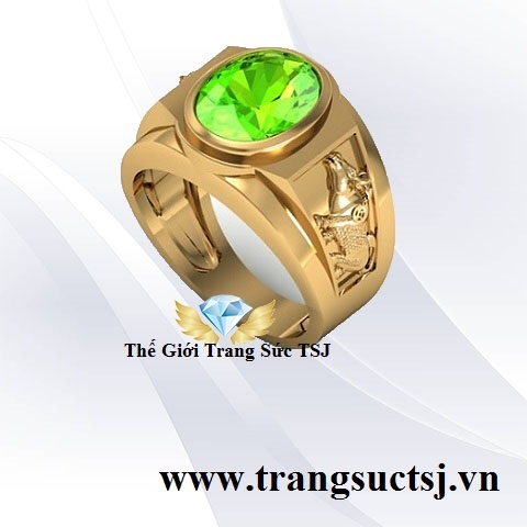 Nhẫn Nam Đẹp Mặt Đá Peridot Hợp Phong Thủy