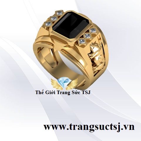 Nhẫn Nam Hợp Tuổi Hợi Mệnh Thủy 1983 Đính Đá Sapphire Đen