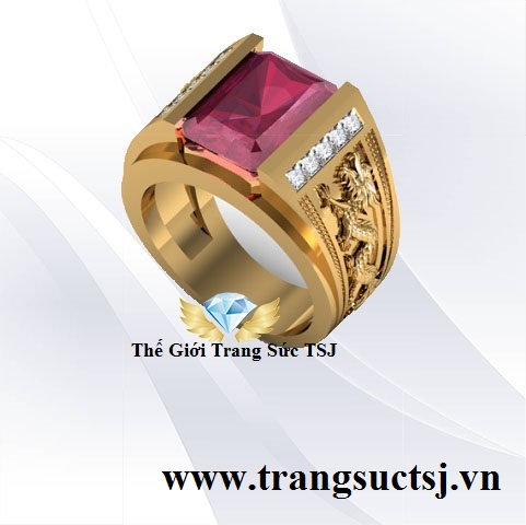 Nhẫn rồng vàng 18k nam đẹp đá Ruby