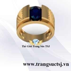 Nhẫn Sapphire Nam Màu Xanh Bích