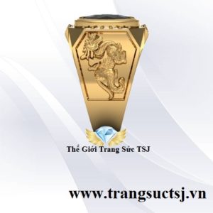 Nhẫn Tỳ Hưu Vàng 18k Nam Đẹp Đính Đá Sapphire