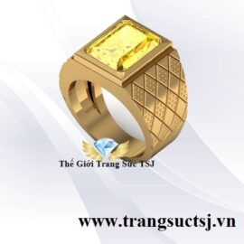 Nhẫn Nam Thời Trang Đá Cỉtrine Vàng - Trang Sức TSJ