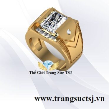 Nhẫn Nam Đẹp Thiết Kế Đơn Giản Đá Topaz Trắng