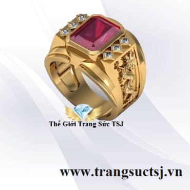 Nhẫn Nam Hình Con Rồng Đẹp Đá Ruby
