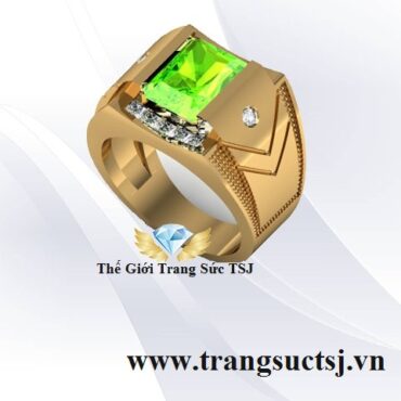 Nhẫn Nam Thanh Lịch Đá Peridot Xanh