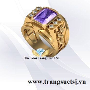 Nhẫn Nam Vàng 18k Đẹp Đá Thạch Anh Tím
