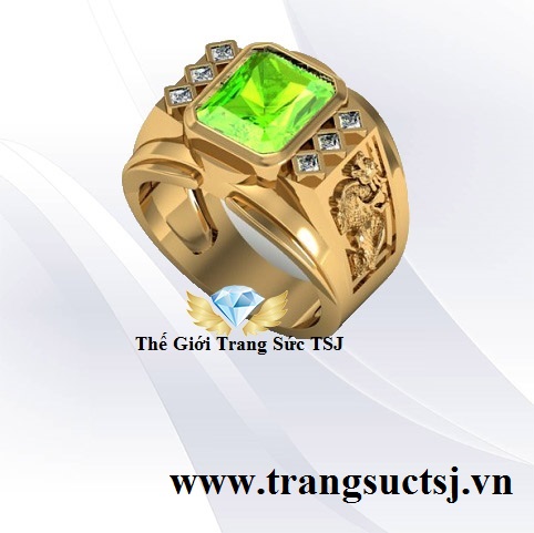 Nhẫn Tỳ Hưu Vàng 18K May Mắn Đá Peridot