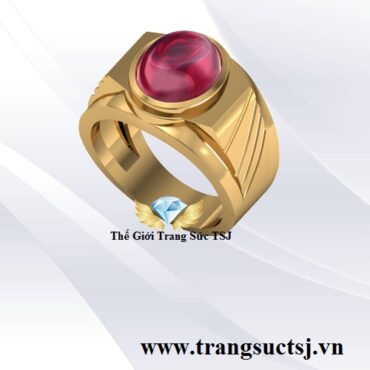 Nhẫn Nam Đơn Giản Đẹp Mặt đá Ruby