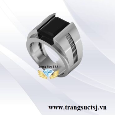 Nhẫn Bạc Nam Sang Trọng Đá Đen