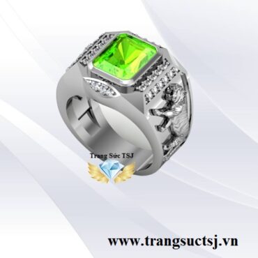 Nhẫn Hình Hổ Đẹp Bạc 925 Đá Nhân Tạo Xanh Lá