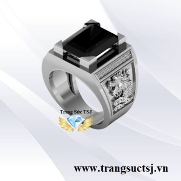 Nhẫn Nam Hình Rồng Mặt Đá Đen